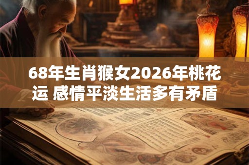 68年生肖猴女2026年桃花运 感情平淡生活多有矛盾 68年生肖猴女2026年桃花运 感情平淡生活多有矛盾