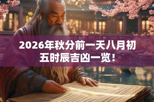 2026年秋分前一天八月初五时辰吉凶一览！