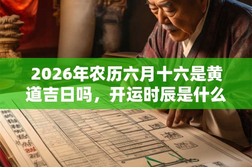 2026年农历六月十六是黄道吉日吗，开运时辰是什么？