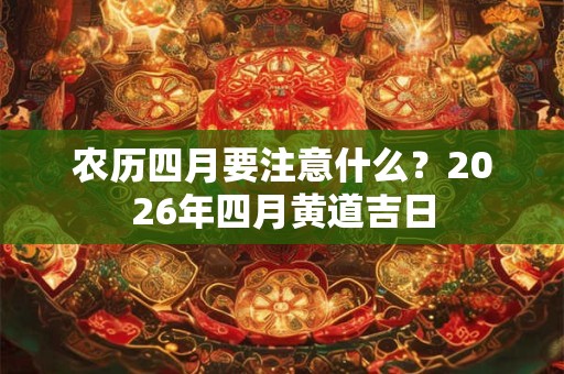 农历四月要注意什么？2026年四月黄道吉日