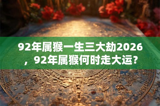 92年属猴一生三大劫2026，92年属猴何时走大运？