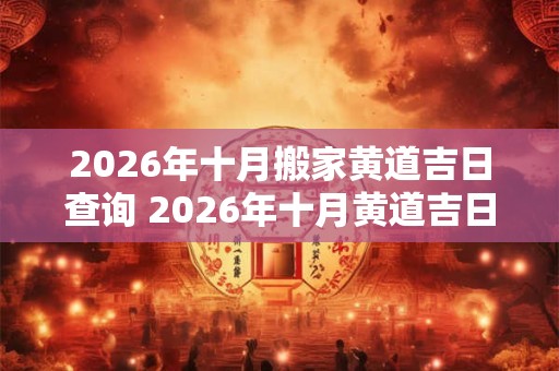 2026年十月搬家黄道吉日查询 2026年十月黄道吉日