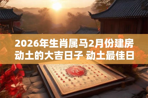 2026年生肖属马2月份建房动土的大吉日子 动土最佳日期 2026年生肖属马2月份建房动土的大吉日子 动土最佳日期
