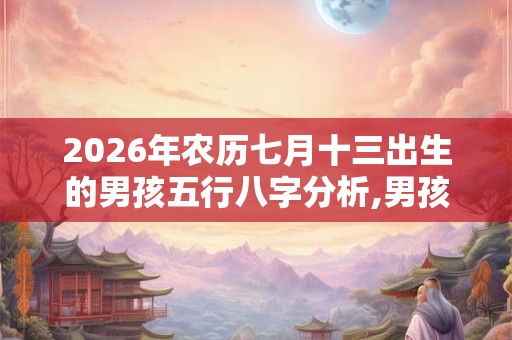 2026年农历七月十三出生的男孩五行八字分析,男孩名字分享