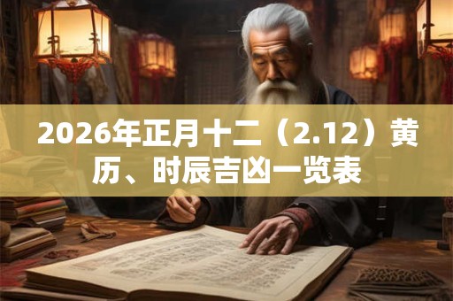 2026年正月十二（2.12）黄历、时辰吉凶一览表