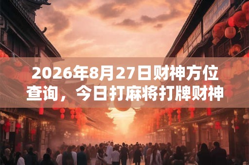 2026年8月27日财神方位查询，今日打麻将打牌财神方位