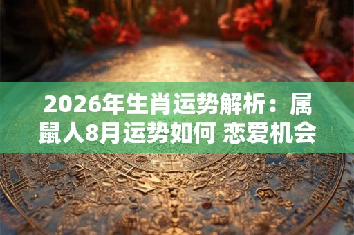 2026年生肖运势解析:属鼠人8月运势如何 恋爱机会来临 2026年生肖运势解析:属鼠人8月运势如何 恋爱机会来临