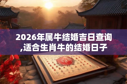 2026年属牛结婚吉日查询,适合生肖牛的结婚日子
