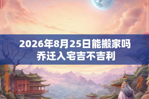 2026年8月25日能搬家吗 乔迁入宅吉不吉利