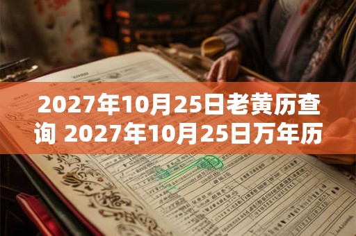 2027年10月25日老黄历查询 2027年10月25日万年历黄道吉日