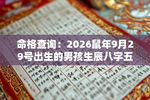 命格查询：2026鼠年9月29号出生的男孩生辰八字五行与吉时
