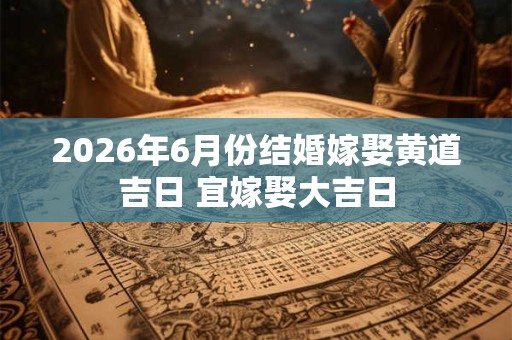 2026年6月份结婚嫁娶黄道吉日 宜嫁娶大吉日