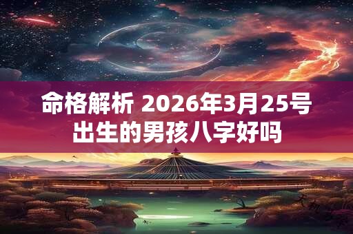 命格解析 2026年3月25号出生的男孩八字好吗