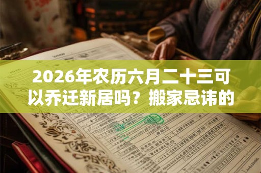 2026年农历六月二十三可以乔迁新居吗？搬家忌讳的月份