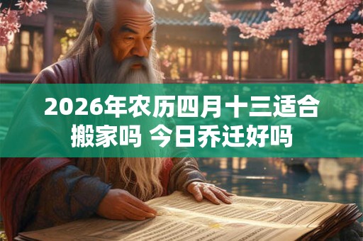 2026年农历四月十三适合搬家吗 今日乔迁好吗