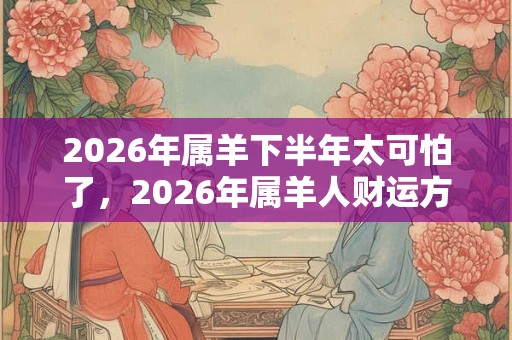 2026年属羊下半年太可怕了，2026年属羊人财运方位