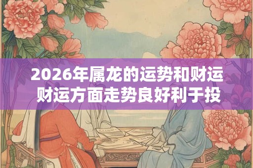 2026年属龙的运势和财运 财运方面走势良好利于投资