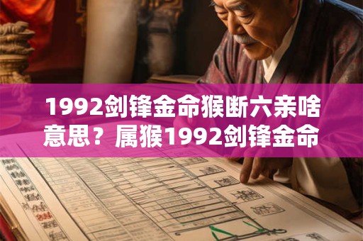 1992剑锋金命猴断六亲啥意思？属猴1992剑锋金命详解
