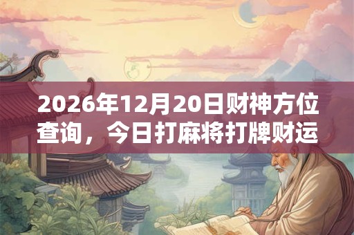 2026年12月20日财神方位查询，今日打麻将打牌财运方位