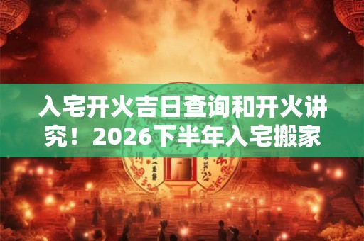 入宅开火吉日查询和开火讲究！2026下半年入宅搬家吉日一览表