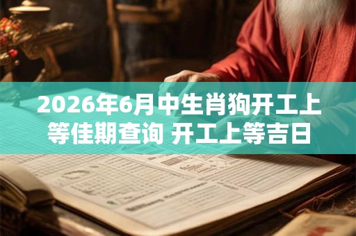 2026年6月中生肖狗开工上等佳期查询 开工上等吉日