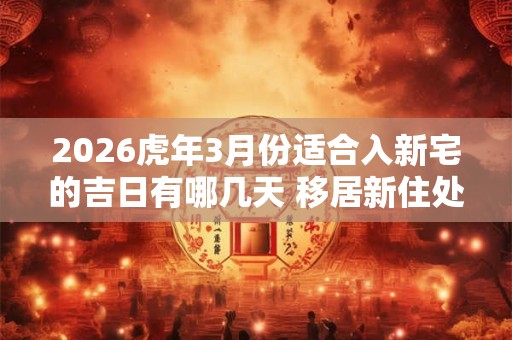 2026虎年3月份适合入新宅的吉日有哪几天 移居新住处佳日