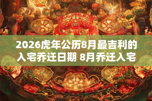 2026虎年公历8月最吉利的入宅乔迁日期 8月乔迁入宅好日子