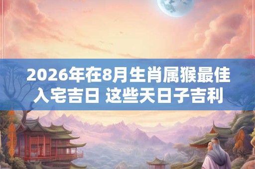 2026年在8月生肖属猴最佳入宅吉日 这些天日子吉利