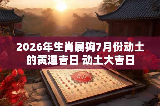 2026年生肖属狗7月份动土的黄道吉日 动土大吉日