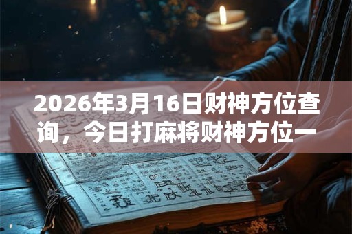 2026年3月16日财神方位查询,今日打麻将财神方位一览表 2026年3月16日财神方位查询,今日打麻将财神方位一览表