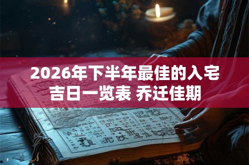 2026年下半年最佳的入宅吉日一览表 乔迁佳期