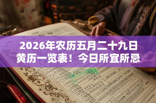 2026年农历五月二十九日黄历一览表!今日所宜所忌查询 2026年农历五月二十九日黄历一览表!今日所宜所忌查询