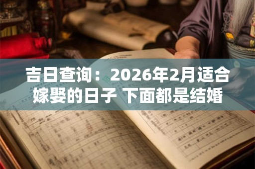 吉日查询：2026年2月适合嫁娶的日子 下面都是结婚吉日