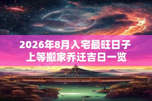 2026年8月入宅最旺日子 上等搬家乔迁吉日一览