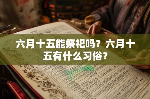 六月十五能祭祀吗?六月十五有什么习俗? 六月十五能祭祀吗?六月十五有什么习俗?