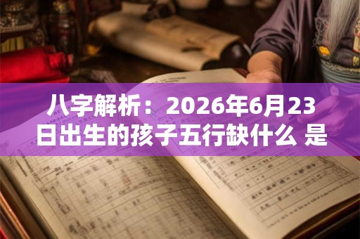 八字解析：2026年6月23日出生的孩子五行缺什么 是什么命