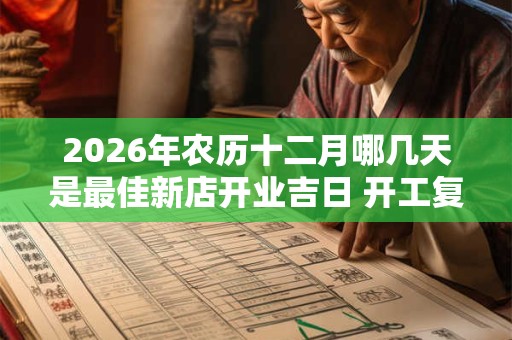 2026年农历十二月哪几天是最佳新店开业吉日 开工复工好时机