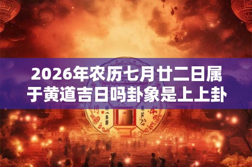 2026年农历七月廿二日属于黄道吉日吗卦象是上上卦吗? 2026年农历七月廿二日属于黄道吉日吗卦象是上上卦吗?