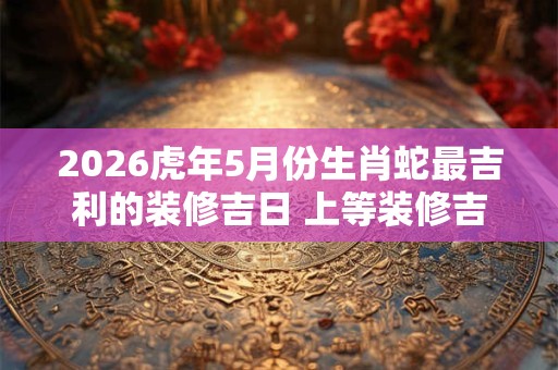 2026虎年5月份生肖蛇最吉利的装修吉日 上等装修吉日 2026虎年5月份生肖蛇最吉利的装修吉日 上等装修吉日