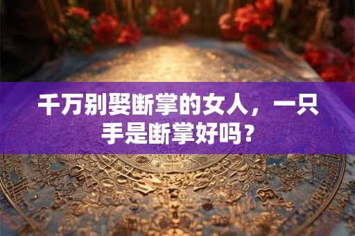 千万别娶断掌的女人，一只手是断掌好吗？
