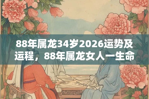 88年属龙34岁2026运势及运程，88年属龙女人一生命运