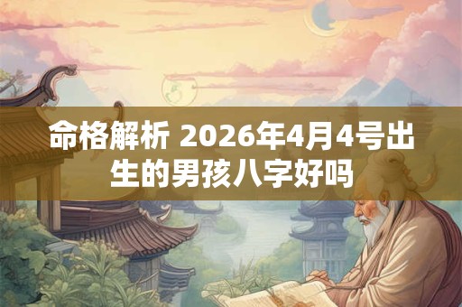 命格解析 2026年4月4号出生的男孩八字好吗 命格解析 2026年4月4号出生的男孩八字好吗