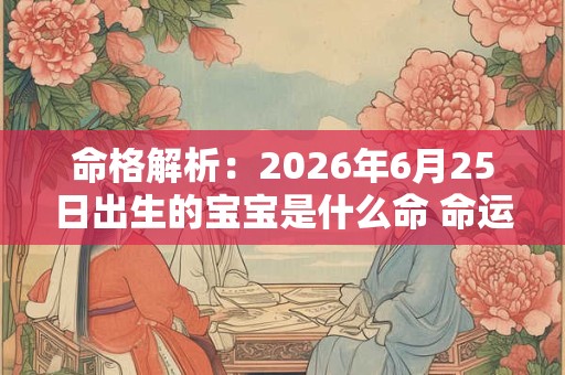 命格解析：2026年6月25日出生的宝宝是什么命 命运好吗