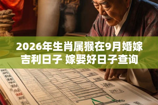 2026年生肖属猴在9月婚嫁吉利日子 嫁娶好日子查询