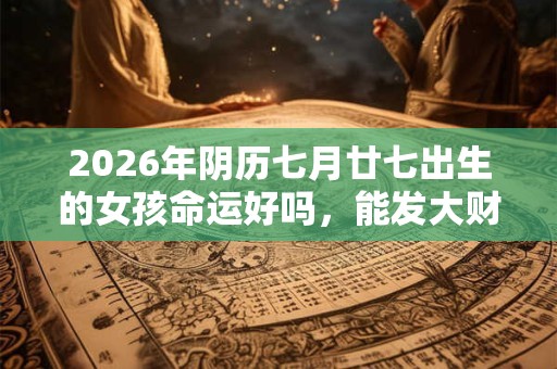 2026年阴历七月廿七出生的女孩命运好吗,能发大财吗? 2026年阴历七月廿七出生的女孩命运好吗,能发大财吗?