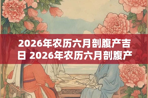 2026年农历六月剖腹产吉日 2026年农历六月剖腹产生子吉日