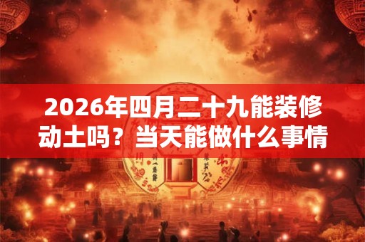 2026年四月二十九能装修动土吗？当天能做什么事情？