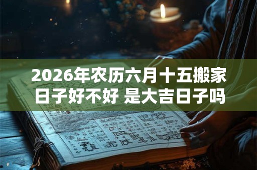 2026年农历六月十五搬家日子好不好 是大吉日子吗