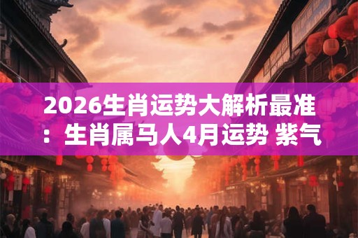2026生肖运势大解析最准：生肖属马人4月运势 紫气东来一帆风顺
