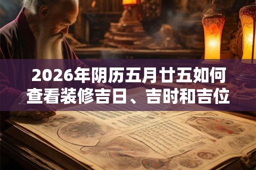 2026年阴历五月廿五如何查看装修吉日、吉时和吉位? 2026年阴历五月廿五如何查看装修吉日、吉时和吉位?